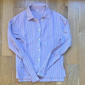 Muji Lilac Ribbed Cardigan